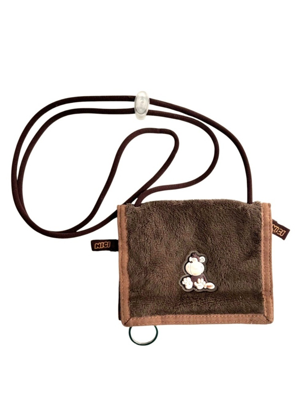 Vintage Y2K NICI Wild Friends Plush Monkey Wallet Pouch Bag w/ Keychain